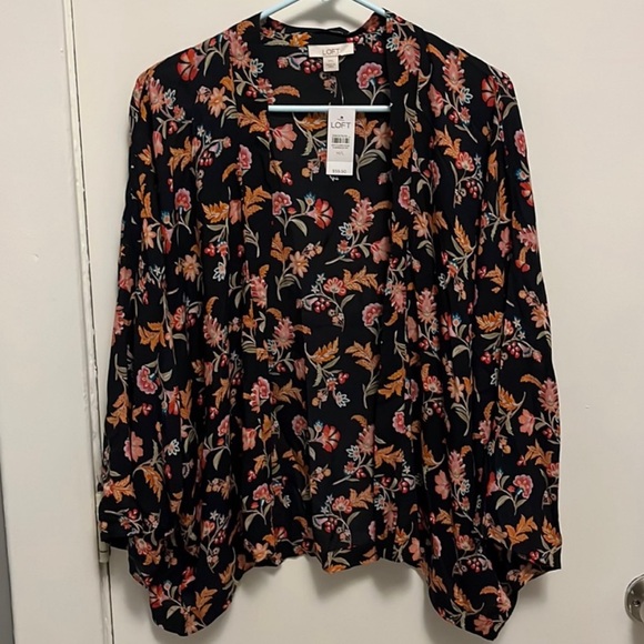 LOFT Sweaters - Loft floral long sleeve open front blouse